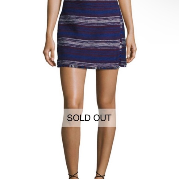 JOIE Women’s Genae Dark Navy Multi Striped Boho Hip Mini Wrap Skirt 2 - Picture 6 of 8